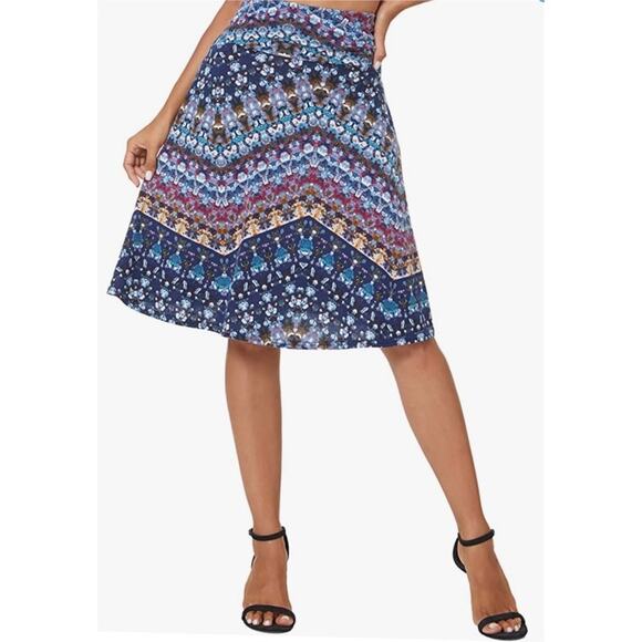 URBAN COCO Skirt Womens Size Small Midi Multicolor Stretchy Flared - Picture 1 of 7